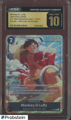2025 One Piece PC Best Selection V.3 Promo Monkey D. Luffy P-075 CGC 10 PRISTINE - Image 1