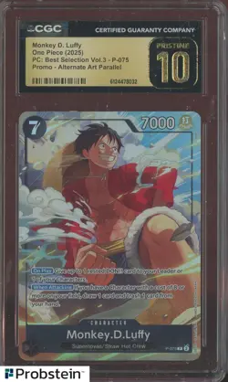 2025 One Piece PC Best Selection V.3 Promo Monkey D. Luffy P-075 CGC 10 PRISTINE - Image 1