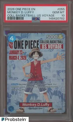 2026 One Piece EN College Basketball US Voyage #055 Monkey D Luffy PSA 10 - Image 1