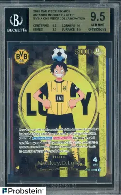 2025 ONE PIECE PROMOS BVB X ONE PIECE MATCH DAY 2025 003 MONKEY D. LUFFY BGS 9.5 - Image 1