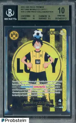 2025 ONE PIECE PROMOS BVB X ONE PIECE MATCH DAY 2025 #003 MONKEY D. LUFFY BGS 10 - Image 1
