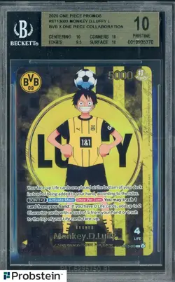 2025 ONE PIECE PROMOS BVB X ONE PIECE MATCH DAY 2025 #003 MONKEY D. LUFFY BGS 10 - Image 1
