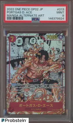2022 One Piece OP02 Japanese #013 Portgas D. Ace Manga Alternate Art PSA 9 - Image 1