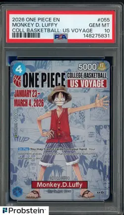 2026 One Piece EN College Basketball US Voyage #055 Monkey D Luffy PSA 10 - Image 1