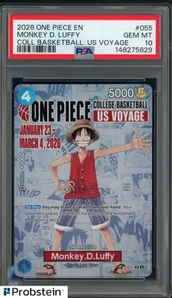 2026 One Piece EN College Basketball US Voyage #055 Monkey D Luffy PSA 10 - Image 1