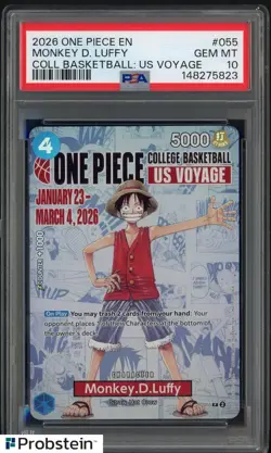 2026 One Piece EN College Basketball US Voyage #055 Monkey D Luffy PSA 10 - Image 1