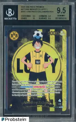 2025 ONE PIECE PROMOS BVB X ONE PIECE MATCH DAY 2025 003 MONKEY D. LUFFY BGS 9.5 - Image 1