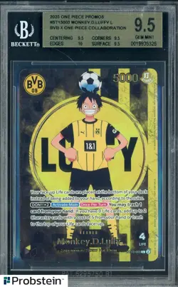 2025 ONE PIECE PROMOS BVB X ONE PIECE MATCH DAY 2025 003 MONKEY D. LUFFY BGS 9.5 - Image 1