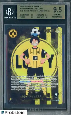 2025 ONE PIECE PROMOS BVB X ONE PIECE MATCH DAY 2025 003 MONKEY D. LUFFY BGS 9.5 - Image 1