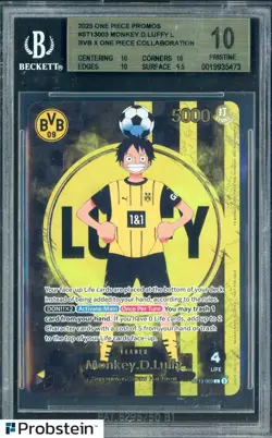 2025 ONE PIECE PROMOS BVB X ONE PIECE MATCH DAY 2025 #003 MONKEY D. LUFFY BGS 10 - Image 1