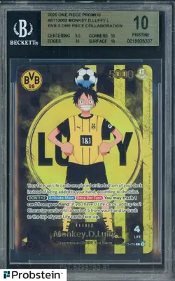 2025 ONE PIECE PROMOS BVB X ONE PIECE MATCH DAY 2025 #003 MONKEY D. LUFFY BGS 10 - Image 1