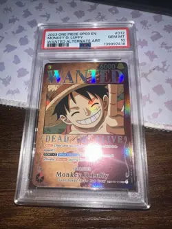 2023 ONE PIECE OP03-PILLARS OF STRENGTH 012 MONKEY D. LUFFY PSA 10 WANTED POSTER - Image 1