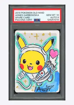 Pokemon PSA 10 AUTO 9 Spare Card Pikachu Agnes Garbowska 2023 Old Maid Japanese - Image 1