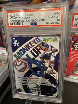 PSA 10 Monkey D Luffy EB02-010 L Dodgers One Piece Night Promo Card English 2025 - Image 3
