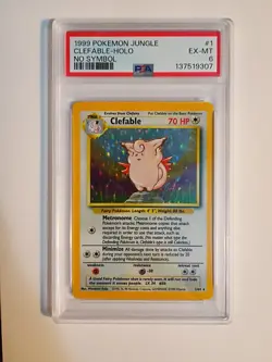 Pokemon TCG Clefable Holo Unlimited Rare Card Jungle Set 1999 1/64 No Symbol - Image 1