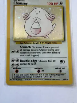 Chansey 3/102 Base Set 2 Holo Rare Pokemon Card - Image 1