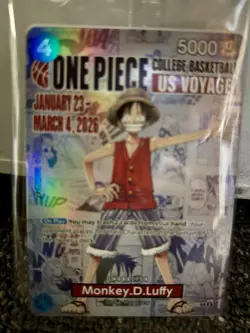 Bandai One Piece Monkey D. Luffy US Voyage P-055 Holo Card Gonzaga - Image 1