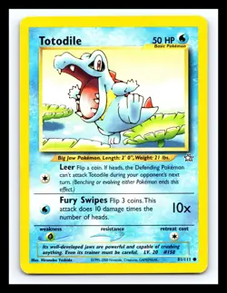 💥 Totodile Pokemon 2000 Neo Genesis Non Holo Foil Vintage Card # 81/111 - Image 1