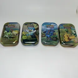 Pokemon Trading Card Game Tins EMPTY 2020 Pokemon Extra Character Scene On Back - Image 1