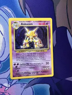 Alakazam 1/102 Base Set Rare Holo WOTC LP Pokemon Card - Image 3