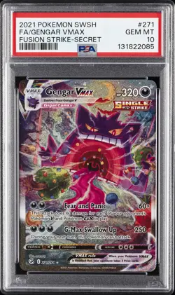 2021 POKEMON SWORD & SHIELD FUSION STRIKE SECRET FULL ART/GENGAR VMAX PSA 10 - Image 1