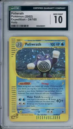2002 Pokemon Poliwrath Holo 24 Expedition CGC 10 - Image 1