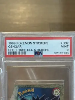 1999 Gengar Pokemon Sticker Series 1 Rare Gold #G02 PSA 9 - Image 3