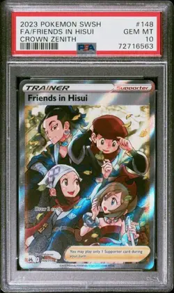 2023 POKEMON CROWN ZENITH FRIENDS IN HISUI TRAINER 148/159 GEM MT PSA 10 - Image 1