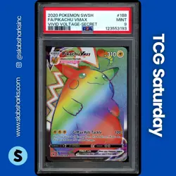 2020 POKEMON SWSH VIVID VOLTAGE #188/185 PIKACHU VMAX RAINBOW SECRET RARE PSA 9 - Image 1