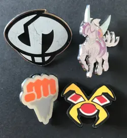 4 X Pokemon Pin Badge Team Skull Palkia Champions Path League Badge 2020 Metal - Image 1