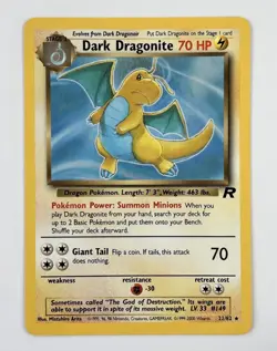 Pokemon Dark Dragonite 22/82 Team Rocket Rare 2000 Stage 2 70 HP Regular - Image 1