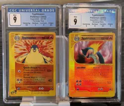 Pokemon Typhlosion Expedition Reverse Holo Rares #28 & #64 CGC 9 Mint Sub Grades - Image 1