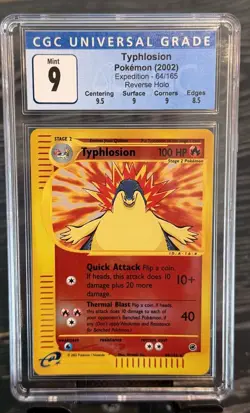 Pokemon Typhlosion Expedition Reverse Holo Rares #28 & #64 CGC 9 Mint Sub Grades - Image 3