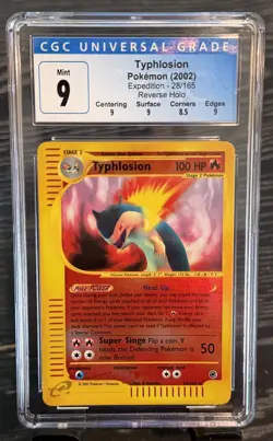 Pokemon Typhlosion Expedition Reverse Holo Rares #28 & #64 CGC 9 Mint Sub Grades - Image 5