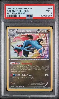 2013 POKEMON BLACK & WHITE PLASMA BLAST #64 SALAMENCE-HOLO PLASMA BLAST PSA 9 - Image 1