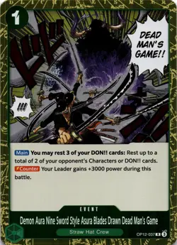 #OP12-037 Demon Aura Nine Sword Style Asura Blades Drawn Dead Man's Game NM - Image 1
