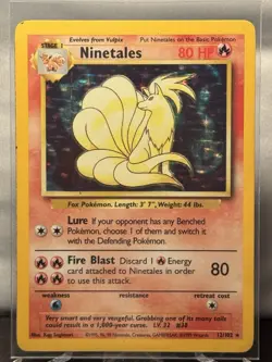 Pokemon Card TCG Ninetales Base Set 12/102 Holo Unlimited Holo Rare NM-MINT 1999 - Image 1
