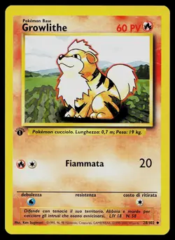 Pokemon Card - Growlithe ITALIAN Base Set 28/102 Uncommon 1st Edition - Image 1