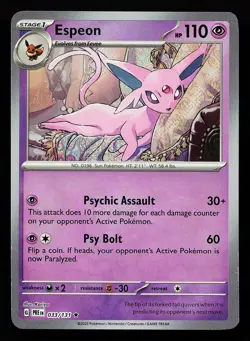 Espeon 033/131 Master Ball Holo Rare Prismatic Evolutions Pokemon Card - Image 1