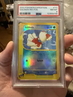 Pokemon Goldeen Expedition Reverse Holo #111 PSA 8 - Image 1