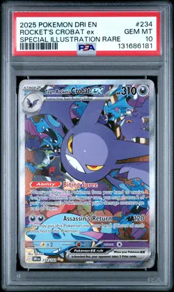 PSA 10 Pokemon Destined Rivals SIR Team Rocket's Crobat EX 234/182 GEM MINT! - Image 1