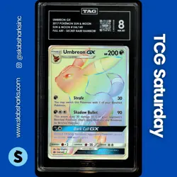 2017 POKEMON SUN & MOON #154/149 UMBREON GX RAINBOW SECRET RARE TAG 8 - Image 1