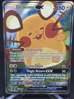 Pokemon TCG Dedenne GX Full Art Alternate Holo Card 195a/214 NM - Image 1