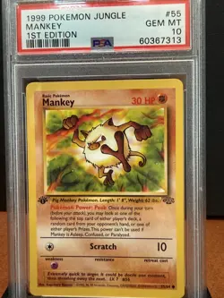 PSA 10 Mankey 1st Edition Jungle #55 Pokemon Card GEM MINT WOTC - Image 3