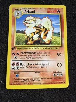 Pokemon TCG Arcanine (Arkani) Base Set 23/102 Regular 1st Edition GERMAN - Image 1