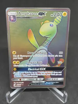 Ampharos GX Secret Hyper Full Art Rare Pokemon SM Team Up 185/181 - Image 1