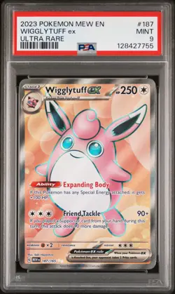 2023 POKEMON MEW EN-151 ULTRA RARE #187 WIGGLYTUFF EX PSA 9 - Image 1