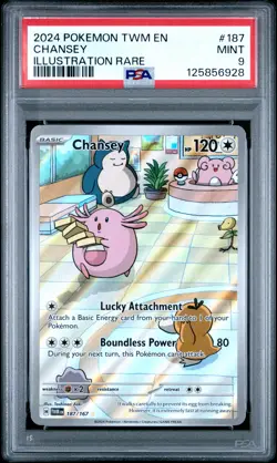 2024 POKEMON TWM EN-TWILIGHT MASQUERADE ILLUSTRATION RARE #187 CHANSEY PSA 9 - Image 1