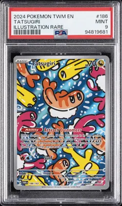 2024 POKEMON TWM EN-TWILIGHT MASQUERADE ILLUSTRATION RARE #186 TATSUGIRI PSA 9 - Image 1