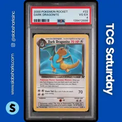 2000 POKEMON TEAM ROCKET #22/82 DARK DRAGONITE NON HOLO RARE PSA 4 - Image 1